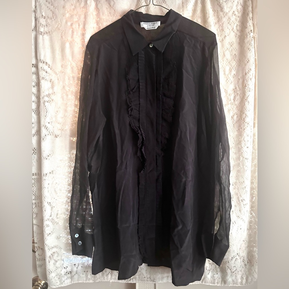 Marina Rinaldi Dark Brown Silk Crepe Blouse